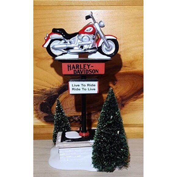 Dept. 56 Snow Village #54901 Two Sided HARLEY-DAVIDSON SIGN - Picture 4 of 10